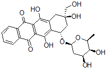 CAS 登录号：100648-98-4， 4-O-(2',6'-二脱氧吡喃己糖苷)-1,2,3,4-四氢-2,4,5,12-四羟基-2-羟基甲基-6,11-并四苯醌