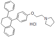 CAS 登录号:10090-61-6, 1-(2-(4-(2-苯基-3,4-二氢-1-萘基)苯氧基)乙基)吡咯烷盐酸盐