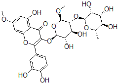 CAS#: 101330-77-2, 3-((2-O-(6-Deoxy-alpha-L-Mannopyranosyl)-beta-D-Glucopyranosyl)Oxy)-2-(3,4-Dihydroxyphenyl)-5-Hydroxy-7-Methoxy-4H-1-Benzopyran-4-One