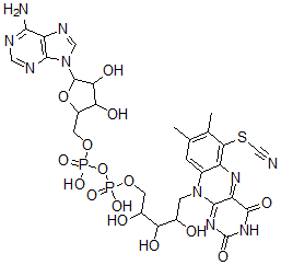CAS 登录号：101760-87-6， [5-(6-氨基嘌呤-9-基)-3,4-二羟基四氢呋喃-2-基]甲基[[5-(7,8-二甲基-2,4-二氧代-6-硫氰酸基苯并[g]蝶啶-10-基)-2,3,4-三羟基戊氧基]-羟基磷酰]磷酸氢酯