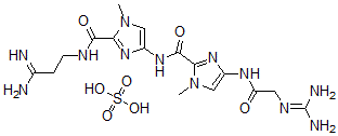 CAS 登录号：101772-43-4， 4-((((氨基亚胺甲基)氨基)乙酰基)氨基)-N-(2-(((3-氨基-3-亚氨基丙基)氨基)羰基)-1-甲基-1H-咪唑-4-基)-1-甲基-1H-咪唑-2-甲酰胺硫酸盐