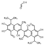 CAS 登录号:102256-58-6, 甲酸-1,1',6,6',7,7'-六羟基-5,5'-二异丙基-3,3'-二甲基-2,2'-联萘-8,8'-二甲醛(1:1)