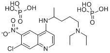 CAS 登录号：102259-64-3， N'-(7-氯-6-硝基喹啉-4-基)-N,N-二乙基戊烷-1,4-二胺二磷酸酯