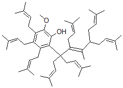 CAS#: 10232-06-1, 2-Methoxy-3,4,5-Tris(3-Methylbut-2-Enyl)-6-[(6E)-2,7,11-Trimethyl-5,6,8-Tris(3-Methylbut-2-Enyl)Dodeca-2,6,10-Trien-5-Yl]Phenol