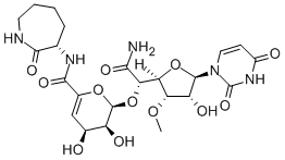 CAS 登录号：102770-00-3， (4S,5S,6S)-6-[(1R)-2-氨基-1-[(2S,3S,4R,5R)-5-(2,4-二氧代嘧啶-1-基)-4-羟基-3-甲氧基四氢呋喃-2-基]-2-氧代乙氧基]-4,5-二羟基-N-[(3S)-2-氧代氮杂环庚-3-基]-5,6-二氢-4H-吡喃-2-甲酰胺