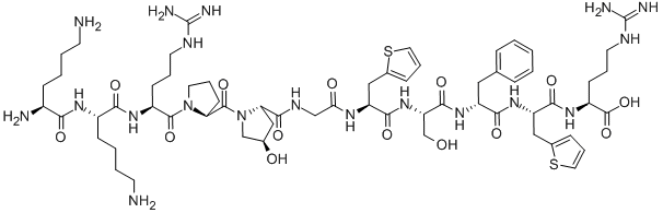 CAS 登录号：103412-40-4， L-赖氨酰-L-赖氨酰-L-精氨酰-L-脯氨酰-(4R)-4-羟基-L-脯氨酰甘氨酰-3-(2-噻吩基)-L-丙氨酰-L-丝氨酰-D-苯丙氨酰-3-(2-噻吩基)-L-丙氨酰-L-精氨酸