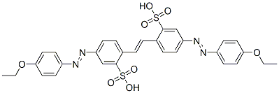 CAS 登录号：10359-84-9， 5-(4-乙氧基苯基)偶氮-2-[2-[4-(4-乙氧基苯基)偶氮-2-磺基苯基]乙烯基]苯磺酸