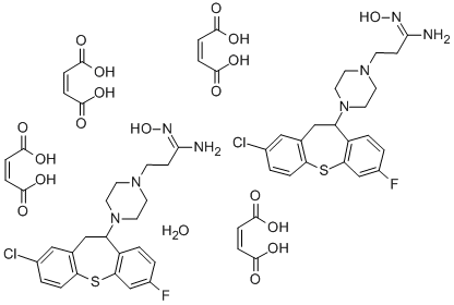CAS 登录号：104821-45-6， 4-(2-氯-10,11-二氢-7-氟二苯并(b,f)硫杂卓-10-基)-N-羟基-1-哌嗪丙脒(Z)-2-丁烯二酸酯水合物(2:4:1)