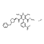 CAS 登录号:104831-94-9, (3R)-1-苄基-3-吡咯烷基甲基2,6-二甲基-4-(3-硝基苯基)-1,4-二氢-3,5-吡啶二羧酸酯盐酸盐(1:1)