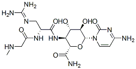 CAS 登录号：104840-35-9， (2S,3S,4S,5R,6R)-6-(4-氨基-2-氧代嘧啶-1-基)-3-[[(2R)-3-(二氨基亚甲基氨基)-2-[(2-甲基氨基乙酰基)氨基]丙酰]氨基]-4,5-二羟基四氢吡喃-2-甲酰胺