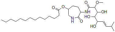 CAS 登录号：104947-68-4， [7-氧代-6-[[(E)-3,4,5-三羟基-2-甲氧基-8-甲基壬-6-烯酰基]氨基]氮杂环庚-3-基]十四烷酸酯