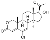CAS#: 105149-04-0, (1R,3aS,3bR,9aR,9bS,11aS)-5-chloro-1-ethanoyl-1-hydroxy-9a,11a-dimethyl-2,3,3a,3b,9,9b,10,11-octahydroindeno[7,6-h]isochromen-7-one