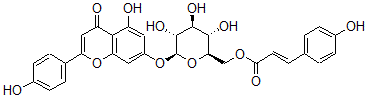 CAS 登录号：105815-90-5， [(2R,3S,4S,5R,6S)-3,4,5-三羟基-6-[5-羟基-2-(4-羟基苯基)-4-氧代苯并吡喃-7-基]氧基四氢吡喃-2-基]甲基(E)-3-(4-羟基苯基)丙-2-烯酸酯