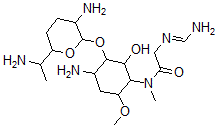 CAS#: 107480-97-7, N-[4-Amino-3-[3-Amino-6-(1-Aminoethyl)Oxan-2-Yl]Oxy-2-Hydroxy-6-Methoxycyclohexyl]-2-(Aminomethylideneamino)-N-Methylacetamide