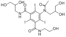 CAS 登录号：107793-72-6， 5-(乙酰基-(2,3-二羟基丙基)氨基)-N'-(2,3-二羟基丙基)-N-(2-羟基乙基)-2,4,6-三碘苯-1,3-二甲酰胺
