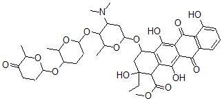 CAS#: 107807-25-0, Methyl 4-[4-Dimethylamino-6-Methyl-5-[6-Methyl-5-(6-Methyl-5-Oxooxan-2-Yl)Oxyoxan-2-Yl]Oxyoxan-2-Yl]Oxy-2-Ethyl-2,5,7,12-Tetrahydroxy-6,11-Dioxo-3,4-Dihydro-1H-Tetracene-1-Carboxylate