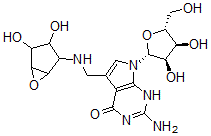 CAS 登录号：107865-20-3， 2-氨基-7-[(2R,3R,4S,5R)-3,4-二羟基-5-(羟基甲基)四氢呋喃-2-基]-5-[[(3,4-二羟基-6-氧杂双环[3.1.0]己烷-2-基)氨基]甲基]-1H-吡咯并[3,2-e]嘧啶-4-酮