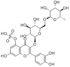 CAS 登录号：108916-86-5， 2-(3,4-二羟基苯基)-4-氧代-7-磺基氧基-3-[(2S,3R,4S,5S,6R)-3,4,5-三羟基-6-[[(2R,3R,4R,5R,6S)-3,4,5-三羟基-6-甲基四氢吡喃-2-基]氧基甲基]四氢吡喃-2-基]氧基苯并吡喃-5-醇钠