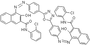 CAS 登录号：109299-00-5， 4,4'-{1,3,4-恶二唑-2,5-二基二[4,1-亚苯基(Z)-2,1-二氮烯二基]}二[N-(2-氯苯基)-3-羟基-2-萘甲酰胺]
