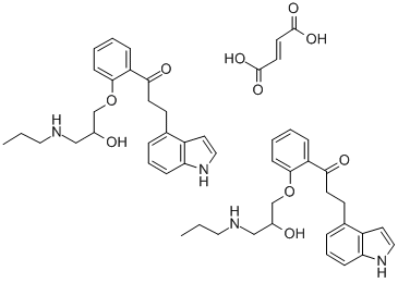 CAS 登录号：109947-21-9， 1-(2-(2-羟基-3-(丙基氨基)丙氧基)苯基)-3-(1H-吲哚-4-基)-1-丙酮(E)-2-丁烯二酸盐(2:1)