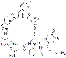 CAS#: 110220-69-4, 1(beta-Mercapto(beta,beta-cyclopentamethylene)propionic acid)-2-phe(Me)-4-thr-8-orn-oxytocin