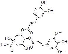 CAS 登录号：110241-35-5， (1S,3S,4S,5S)-3-[(E)-3-(3,4-二羟基苯基)丙-2-烯酰基]氧基-1,5-二羟基-4-[(E)-3-(4-羟基-3,5-二甲氧基苯基)丙-2-烯酰基]氧基环己烷-1-羧酸