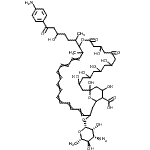 CAS 登录号：11096-49-4， 33-[(3-氨基-3,6-二脱氧-beta-L-甘露糖基)氧基]-17-[7-(4-氨基苯基)-5-羟基-7-氧代-2-庚烷基]-1,3,5,7,9,13,37-七羟基-18-甲基-11,15-二氧代-16,39-二氧杂双环[33.3.1]三十九碳-19,21,23,25,27,29,31-七烯-36-羧酸