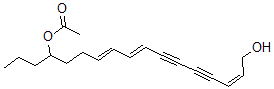 CAS 登录号：111128-30-4， [(7E,9E,15Z)-17-羟基十七碳-7,9,15-三烯-11,13-二炔-4-基]乙酸酯
