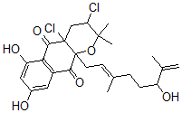 CAS#: 111216-62-7, 3,4alpha-Dichloro-6,8-Dihydroxy-10alpha-[(2E)-6-Hydroxy-3,7-Dimethylocta-2,7-Dienyl]-2,2-Dimethyl-3,4-Dihydrobenzo[g]Chromene-5,10-Dione