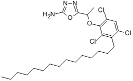 CAS 登录号：111253-96-4， 5-[1-(2,4,6-三氯-3-十五烷基苯氧基)乙基]-1,3,4-恶二唑-2-胺