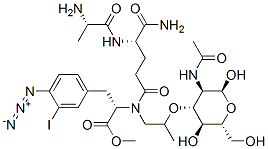 CAS 登录号：111364-35-3， 甲基(2S)-2-[[(2R)-2-[[(2S)-2-[2-[(2S,3R,4R,5S,6R)-3-乙酰氨基-2,5-二羟基-6-(羟基甲基)四氢吡喃-4-基]氧基丙酰氨基]丙酰]氨基]-5-氨基-5-氧代戊酰]氨基]-3-(4-叠氮基-3-碘苯基)丙酸酯