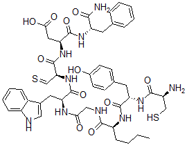 CAS 登录号：111897-98-4， (3S)-4-[[(2S)-1-氨基-1-氧代-3-苯基丙烷-2-基]氨基]-3-[[(2R)-2-[[(2S)-2-[[2-[[(2S)-2-[[(2S)-2-[[(2R)-2-氨基-3-硫基丙酰]氨基]-3-(4-羟基苯基)丙酰]氨基]己酰]氨基]乙酰基]氨基]-3-(1H-吲哚-3-基)丙酰]氨基]-3-硫代丙酰]氨基]-4-氧代丁酸