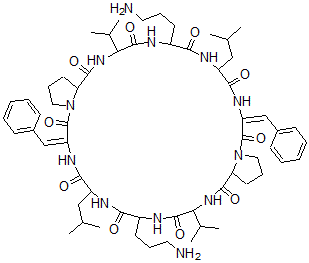 CAS 登录号：112209-92-4， (4,4'-去氢苯丙氨酸)短杆菌肽S