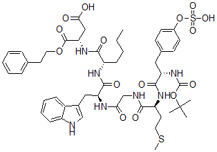 CAS#: 113282-22-7, 1-(2-Phenylethyl) N-(N-(N-(N-(N-(N-((1,1-dimethylethoxy)carbonyl)-O-sulfo-L-tyrosyl)-L-methionyl)glycyl)-L-tryptophyl)-L-norleucyl)-L-aspartate