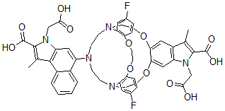 CAS 登录号：113731-92-3， 2,3-9,8-二(1-氟-3,4-苯并)-14,15-(1-羧甲基-2-羧基-3-甲基-5,6-吲哚并)-21-(1-羧甲基-2-羧基-3-甲基-8-苯并(E)吲哚基)-4,7,13,16-四氧杂-1,10,21-三氮杂双环(8.8.5)-二十三烷