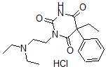 CAS 登录号:1164-33-6, 1-(2-二乙基氨基乙基)-5-乙基-5-苯基-1,3-二嗪农-2,4,6-三酮盐酸盐