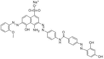 CAS#: 116978-88-2, (6E)-4-Amino-3-[4-[[4-[(2Z)-2-(2-Hydroxy-4-Oxo-1-Cyclohexa-2,5-Dienylidene)Hydrazinyl]Benzoyl]Amino]Phenyl]Diazenyl-6-[(2-Methoxyphenyl)Hydrazinylidene]-5-Oxonaphthalene-1-Sulfonic Acid
