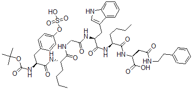 CAS 登录号：117829-60-4， N2-(N-(N-(N-(N-(N-((1,1-二甲基乙氧基)羰基)-O-磺基-L-酪氨酰)-L-正亮氨酰)甘氨酰)-L-色氨酰)-L-正亮氨酰)-N-(2-苯基乙基)-L-alpha-天冬氨酰胺