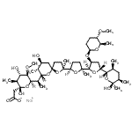 CAS 登录号：119068-77-8， 钠2-[(2R,3S,4S,5R,6R)-2,4-二羟基-6-[(1R)-1-[(2S,5R,7S,8R,9S)-7-羟基-2-[(2R,5S)-5-[(2R,3S,5R)-5-[(2S,3S,5R,6S)-6-羟基-3,5,6-三甲基-四氢吡喃-2-基]-3-[(2S,5S,6R)-5-甲氧基-6-甲基-四氢吡喃-2-基]氧基-四氢呋喃-2-基]-5-甲基-四氢呋喃-2-基]-2,8-二甲基-1,10-二氧杂螺[4.5]癸烷-9-基]乙基]-5-甲氧基-3-甲基-四氢吡喃-2-基]乙酸酯