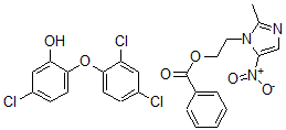 CAS#: 119295-34-0, 2-Methyl-5-nitro-1H-imidazole-1-ethanol benzoate (ester), mixt. with 5-chloro-2-(2,4-dichlorophenoxy)phenol