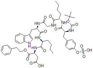 CAS#: 119386-87-7, tert-Butoxycarbonyl-sulfo-tyrosyl-norleucyl-glycyl-tryptophyl-norleucyl-aspartic acid phenethyl ester
