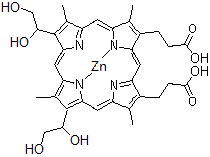 CAS 登录号：119700-81-1， {3,3'-[7,12-二(1,2-二羟基乙基)-3,8,13,17-四甲基-2,18-卟啉二基-kappa<sup>2</sup>N<sup>22</sup>,N<sup>24</sup>]二丙酸基(2-)}锌