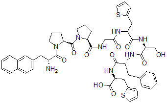 CAS 登录号：119953-19-4， (2S)-2-[[(2R)-2-[[(2S)-2-[[(2S)-2-[[2-[[(2S)-1-[(2S)-1-[(2R)-2-氨基-3-萘-2-基丙酰]吡咯烷-2-羰基]吡咯烷-2-羰基]氨基]乙酰基]氨基]-3-噻吩-2-基丙酰]氨基]-3-羟基丙酰基]氨基]-3-苯基丙酰基]氨基]-3-噻吩-2-基丙酸