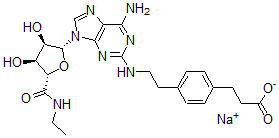 CAS#: 120225-64-1, Sodium 3-[4-[2-[[6-Amino-9-[(2R,3R,4S,5S)-5-(Ethylcarbamoyl)-3,4-Dihydroxyoxolan-2-Yl]Purin-2-Yl]Amino]Ethyl]Phenyl]Propanoate