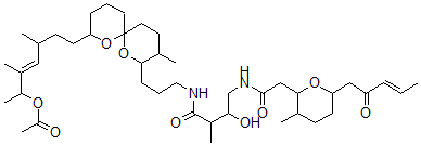 CAS#: 120853-14-7, N-[4-[[3-[8-[6-(Acetyloxy)-3,5-dimethyl-4-heptenyl]-3-methyl-1,7-dioxaspiro[5.5]undec-2-yl]propyl]amino]-2-hydroxy-3-methyl-4-oxobutyl]tetrahydro-3-methyl-6-(2-oxo-3-pentenyl)-2H-Pyran-2-acetamide