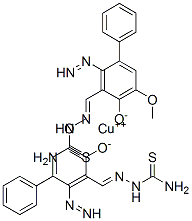 CAS 登录号：121995-85-5， 2-[(E)-(硫代氨基甲酰肼亚基)甲基]-6-甲氧基-4-苯基偶氮-苯酚铜