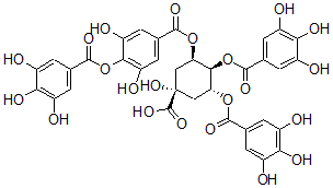 CAS 登录号：123134-20-3， (1R,3R,4S,5R)-3-[3,5-二羟基-4-(3,4,5-三羟基苯甲酰基)氧基苯甲酰基]氧基-1-羟基-4,5-二[(3,4,5-三羟基苯甲酰基)氧基]环己烷-1-羧酸