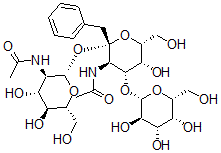 CAS 登录号：124040-62-6， 苄基O-吡喃半乳糖基-(1-3)-O-(2-乙酰氨基-2-脱氧吡喃葡萄糖基)-(1-6)-2-乙酰氨基-2-脱氧吡喃半乳糖苷