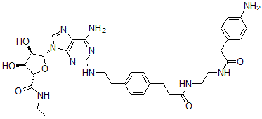 CAS#: 124190-27-8, (2S,3S,4R,5R)-5-[6-Amino-2-[2-[4-[3-[2-[[2-(4-Aminophenyl)Acetyl]Amino]Ethylamino]-3-Oxopropyl]Phenyl]Ethylamino]Purin-9-Yl]-N-Ethyl-3,4-Dihydroxyoxolane-2-Carboxamide