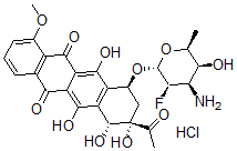 CAS#: 124264-70-6, 7-O-(3-Amino-2,3,6-trideoxy-2-fluorotalopyranosyl)daunomycinone hydrochloride